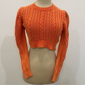 Urban Outfitters Womens Cropped Orange Cable Knit Sweater Size M